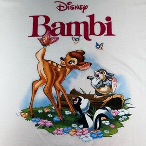 Disney Bambi White Tee with Colorful Characters XL
